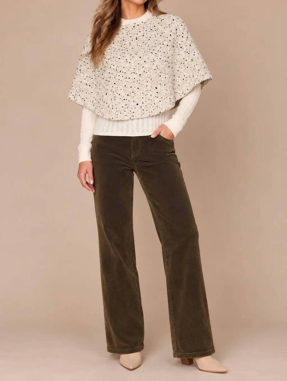 NEW DEMOCRACY metallic speckled sweater capelet in gray multicolor